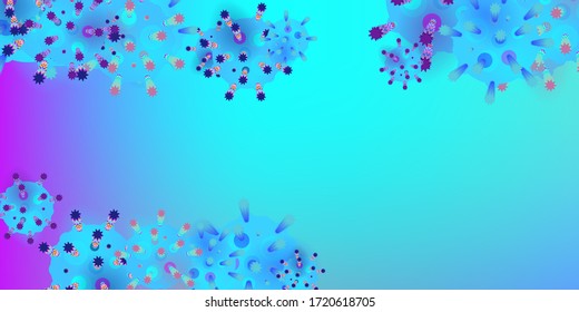 Coronavirus Vector Background. Epidemic Virus Infection COVID-2019. Virus Corona 3d Concept. Futuristic Microbe. Bacteriological Microorganism. Medical, Epidemiology, Pandemic Concept.