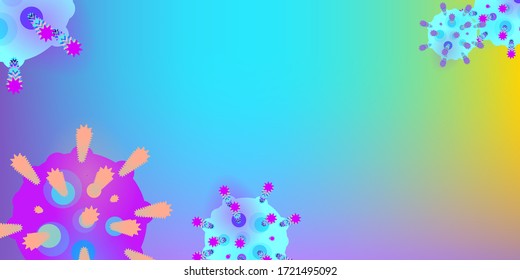 Coronavirus Vector Background. Epidemic Virus Infection COVID-2019. Virus Corona 3d Concept. Futuristic Microbe. Bacteriological Microorganism. Medical, Epidemiology, Pandemic Concept.