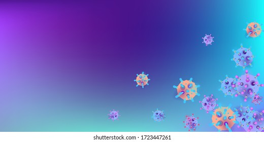 Fondo del vector Coronavirus. Infección por virus epidémico COVID-2019. Virus Corona 3d Concepto. Microbio futurista. Microorganismo bacteriológico. Concepto Médico, Epidemiología, Pandemia.