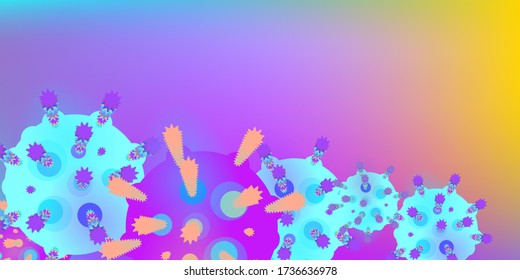 Coronavirus Vector Background. Epidemic Virus Infection COVID-2019. Virus Corona 3d Concept. Futuristic Microbe. Bacteriological Microorganism. Medical, Epidemiology, Pandemic Concept.