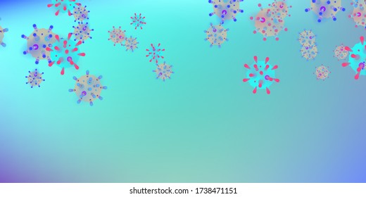 Coronavirus Vector Background. Epidemic Virus Infection COVID-2019. Virus Corona 3d Concept. Futuristic Microbe. Bacteriological Microorganism. Medical, Epidemiology, Pandemic Concept.