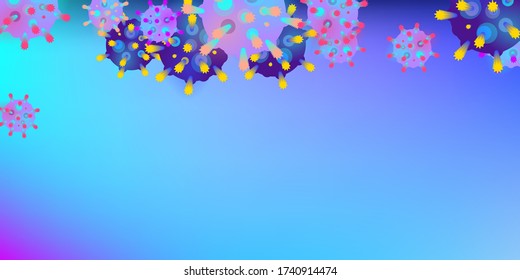 Coronavirus Vector Background. Epidemic Virus Infection COVID-2019. Virus Corona 3d Concept. Futuristic Microbe. Bacteriological Microorganism. Medical, Epidemiology, Pandemic Concept.