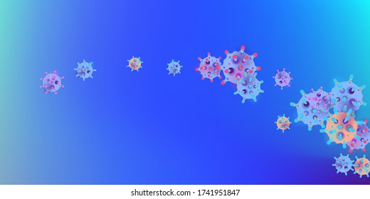 Coronavirus Vector Background. Epidemic Virus Infection COVID-2019. Virus Corona 3d Concept. Futuristic Microbe. Bacteriological Microorganism. Medical, Epidemiology, Pandemic Concept.