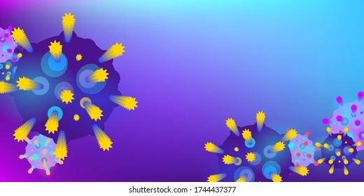 Coronavirus Vector Background. Epidemic Virus Infection COVID-2019. Virus Corona 3d Concept. Futuristic Microbe. Bacteriological Microorganism. Medical, Epidemiology, Pandemic Concept.