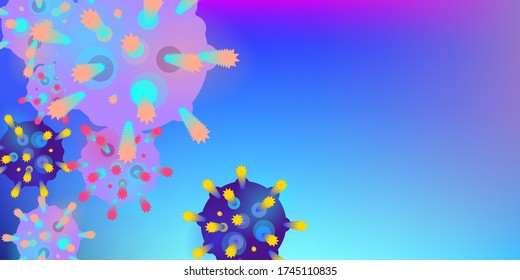 Fondo del vector Coronavirus. Infección por virus epidémico COVID-2019. Virus Corona 3d Concepto. Microbio futurista. Microorganismo bacteriológico. Medicina, Epidemiología, Concepto de Pandemia.