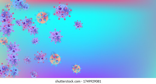 Coronavirus Vector Background. Epidemic Virus Infection COVID-2019. Virus Corona 3d Concept. Futuristic Microbe. Bacteriological Microorganism. Medical, Epidemiology, Pandemic Concept.