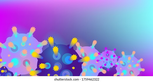 Vektorhintergrund von Coronavirus. Epidemic Virus Infection COVID-2019. Virus Corona 3d Konzept. Futuristische Mikrobe. Bakteriologischer Mikroorganismus. Medizin, Epidemiologie, Pandemiekonzept.