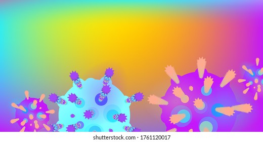 Coronavirus Vector Background. Epidemic Virus Infection COVID-2019. Virus Corona 3d Concept. Futuristic Microbe. Bacteriological Microorganism. Medical, Epidemiology, Pandemic Concept.
