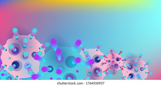 Coronavirus Vector Background. Epidemic Virus Infection COVID-2019. Virus Corona 3d Concept. Futuristic Microbe. Bacteriological Microorganism. Medical, Epidemiology, Pandemic Concept.