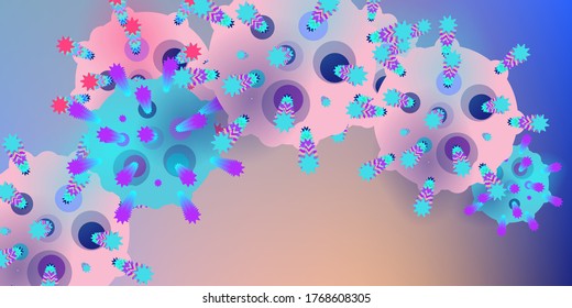 Coronavirus Vector Background. Epidemic Virus Infection COVID-2019. Virus Corona 3d Concept. Futuristic Microbe. Bacteriological Microorganism. Medical, Epidemiology, Pandemic Concept.