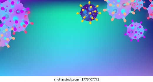 Fondo del vector Coronavirus. Infección por virus epidémico COVID-2019. Virus Corona 3d Concepto. Microbio futurista. Microorganismo bacteriológico. Medicina, Epidemiología, Concepto de Pandemia.