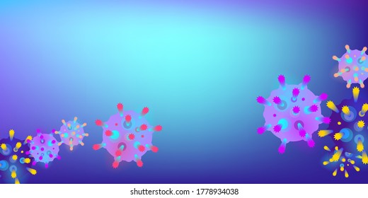 Coronavirus Vector Background. Epidemic Virus Infection COVID-2019. Virus Corona 3d Concept. Futuristic Microbe. Bacteriological Microorganism. Medical, Epidemiology, Pandemic Concept.