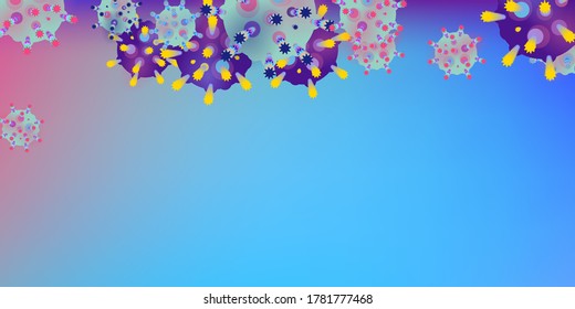 Vektorhintergrund von Coronavirus. Epidemic Virus Infection COVID-2019. Virus Corona 3d Konzept. Futuristische Mikrobe. Bakteriologischer Mikroorganismus. Medizin, Epidemiologie, Pandemiekonzept.