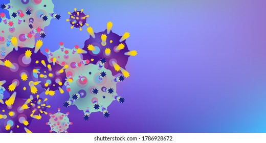Vektorhintergrund von Coronavirus. Epidemic Virus Infection COVID-2019. Virus Corona 3d Konzept. Futuristische Mikrobe. Bakteriologischer Mikroorganismus. Medizin, Epidemiologie, Pandemiekonzept.