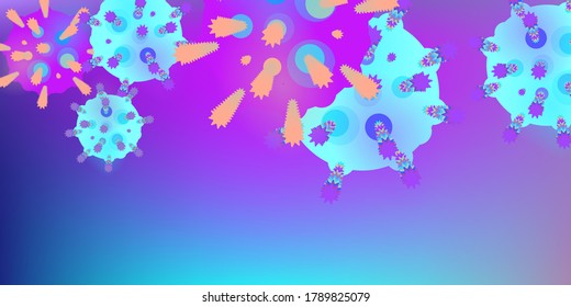 Coronavirus Vector Background. Epidemic Virus Infection COVID-2019. Virus Corona 3d Concept. Futuristic Microbe. Bacteriological Microorganism. Medical, Epidemiology, Pandemic Concept.