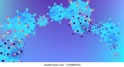 Vektorhintergrund von Coronavirus. Epidemic Virus Infection COVID-2019. Virus Corona 3d Konzept. Futuristische Mikrobe. Bakteriologischer Mikroorganismus. Medizin, Epidemiologie, Pandemiekonzept.
