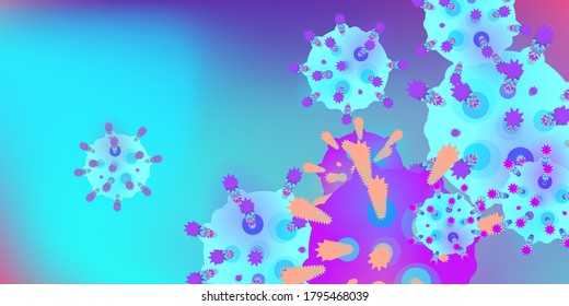 Coronavirus Vector Background. Epidemic Virus Infection COVID-2019. Virus Corona 3d Concept. Futuristic Microbe. Bacteriological Microorganism. Medical, Epidemiology, Pandemic Concept.