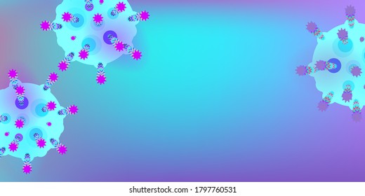 Fondo del vector Coronavirus. Infección por virus epidémico COVID-2019. Virus Corona 3d Concepto. Microbio futurista. Microorganismo bacteriológico. Medicina, Epidemiología, Concepto de Pandemia.