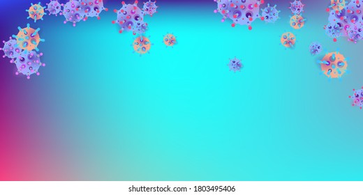 Coronavirus Vector Background. Epidemic Virus Infection COVID-2019. Virus Corona 3d Concept. Futuristic Microbe. Bacteriological Microorganism. Medical, Epidemiology, Pandemic Concept.