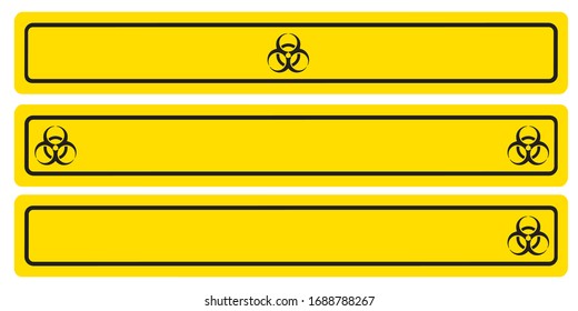 Juego de banner de riesgo biológico del vector Coronavirus. Conjunto de ilustraciones vectoriales de la plantilla COVID-19 del brote del coronavirus de Wuhan. 