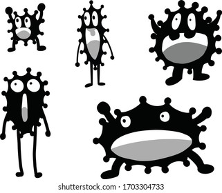 Coronavirus vector black and white design on white background