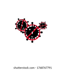 Coronavirus. Vector concept abstract illustration STOP CORONAVIRUS. Flat outline icons of a virus and a stop sign crossed out , coronavirus sing isolated on white background