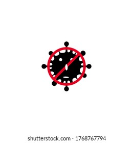 Coronavirus. Vector concept abstract illustration STOP CORONAVIRUS. Flat outline icons of a virus and a stop sign crossed out , coronavirus sing isolated on white background