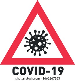 Coronavirus vector. Corona virus symbol germ icon parasite warning. Medical pictogram alert. Cancel event illustration microbe. Covid-19 stop sign. ncov-19 bacteria.  Dangerous virus infection.