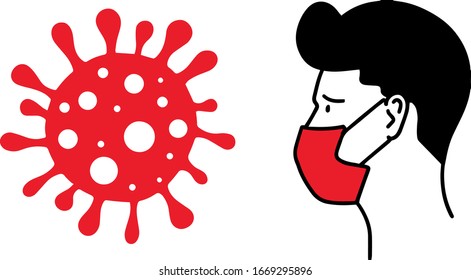 Coronavirus vector. Corona virus symbol germ icon parasite warning. Medical pictogram alert. Cancel event illustration microbe. Covid-19 stop sign. ncov-19 bacteria.  Dangerous virus infection.