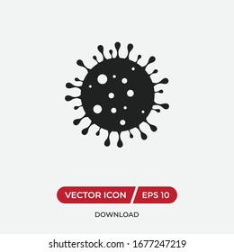 Coronavirus vector icon, Bacteria cell symbol. 2019-nCov novel coronavirus vector illustration. COVID-19