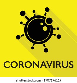 Icono del vector Coronavirus negro en amarillo con sombra