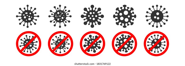 coronavirus vector icon. corona virus sign. pandemic bacteria symbol. cell silhouette isolated line white background