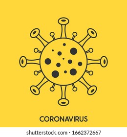 Ícone do vetor Coronavirus. Elemento infográfico. Ícone de célula de vírus com texto. Ícone de sinal do vírus Corona. Pneumonia de Wuhan. Abreviatura do vírus COVID-19 NCOV-2019 Corona. Esquema de bactérias. Ilustração vetorial