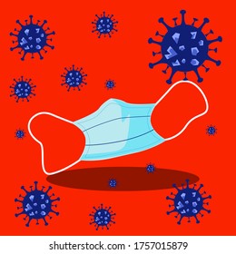 Coronavirus Vector Icon. Infographic Element . Virus Cell Icon. Corona Virus Sign Icon. Wuhan Pneumonia. COVID-19 NCOV-2019 Corona Virus Abbreviation. Bacteria Scheme. Vector Illustration.mask icon.