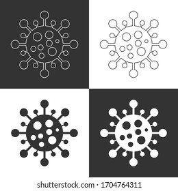 Coronavirus vector icon. Novel coronavirus 2019 COVID-19 theme. COVID-19 icon. Coronavirus black and white line icon. 