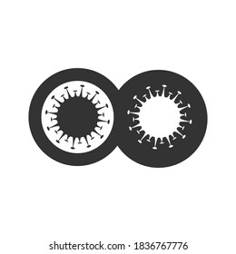 Coronavirus-Vektorsymbol. Symbol von Covid-19. Prävention einer Pandemie. Globale Pandemie-Warnung.Logo im Flachdesign.Vektorgrafik einzeln auf weißem Hintergrund.
