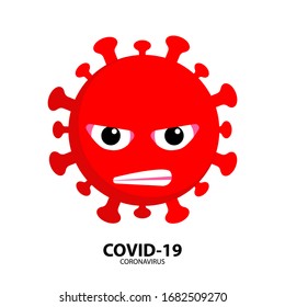 Coronavirus Vector Icon . Virus Cell Icon. Coronavirus Sign Icon. Coronavirus Cartoon. Wuhan Virus. COVID-19 NCOV-2019. Bacteria Scheme. Vector Illustration

