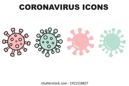 Coronavirus vector icons for design. Virus, Covid-19 signs, symbols and design elements. Vector icons isolated on white.