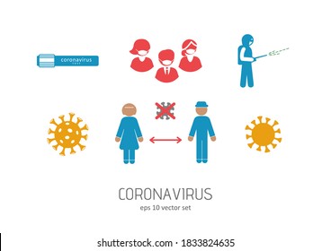 Coronavirus - vector icons set on white background. Symbol for web, infographics, print design and mobile UX/UI kit. Vector illustration, EPS10.