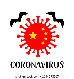 Coronavirus vector illustration with bats. China pathogen respiratory wuhan corona virus 2019-nCoV typography poster. Easy to edit template for banner, flyer, brochure, booklet, etc.