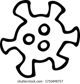 Coronavirus. Vektorillustration. Contour auf isoliertem Hintergrund. Farbbuch für Kinder. Medizinische Themen. Virus. Ausbreitung einer gefährlichen Covid-19-Infektion. Doodle-Stil. Skizze.