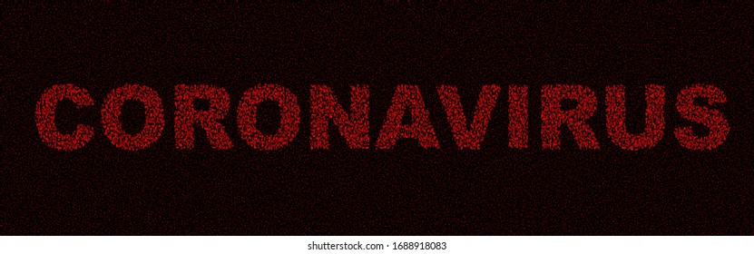 Coronavirus vector illustration, halftone red letters effect. 