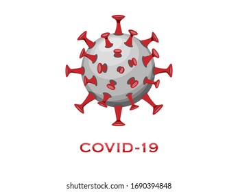 Coronavirus vector illustration icon logo COVID-19 SARS realistic 3D grey red with shadows for web infographics design concept 