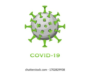 Coronavirus vector illustration icon logo COVID-19 SARS realistic 3D grey green with shadows for web infographics design concept