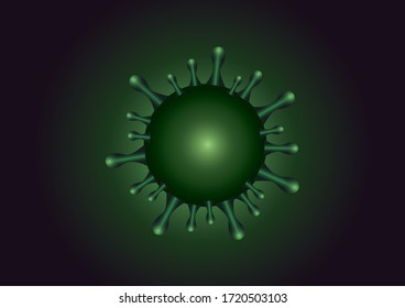 Coronavirus-Vektor. Illustration eines Mikroskop-Bakteriums. Futuristische fluogrüne Lichter. schwarz-grüner Hintergrund.