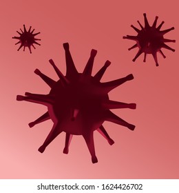 Coronavirus. Vector illustration. Reconstruction. An outbreak of coronavirus infection Covid-19. The virus that causes pneumonia. Inflammation in the human body. Isolated coral background. Abstraction