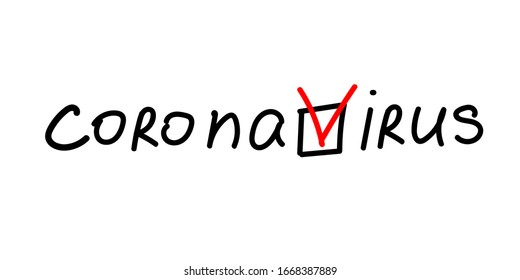 Coronavirus. Vector illustration. Text with check box on white background