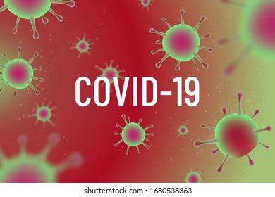 Coronavirus vector illustration. Viruses under the microscope. COVID -19 pandemic. Large round bacteria. Close-up view. Eps 10