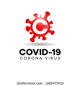 Coronavirus Vector Logo Icon. Infographic Element. Virus Cell Icon With Text. Corona Virus Sign Icon.  COVID-19 NCOV-2019 Corona Virus Abbreviation. Vector Illustration