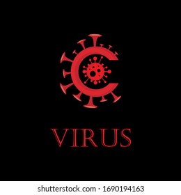  el brote del logotipo del vector del coronavirus se asocia al síndrome respiratorio agudo